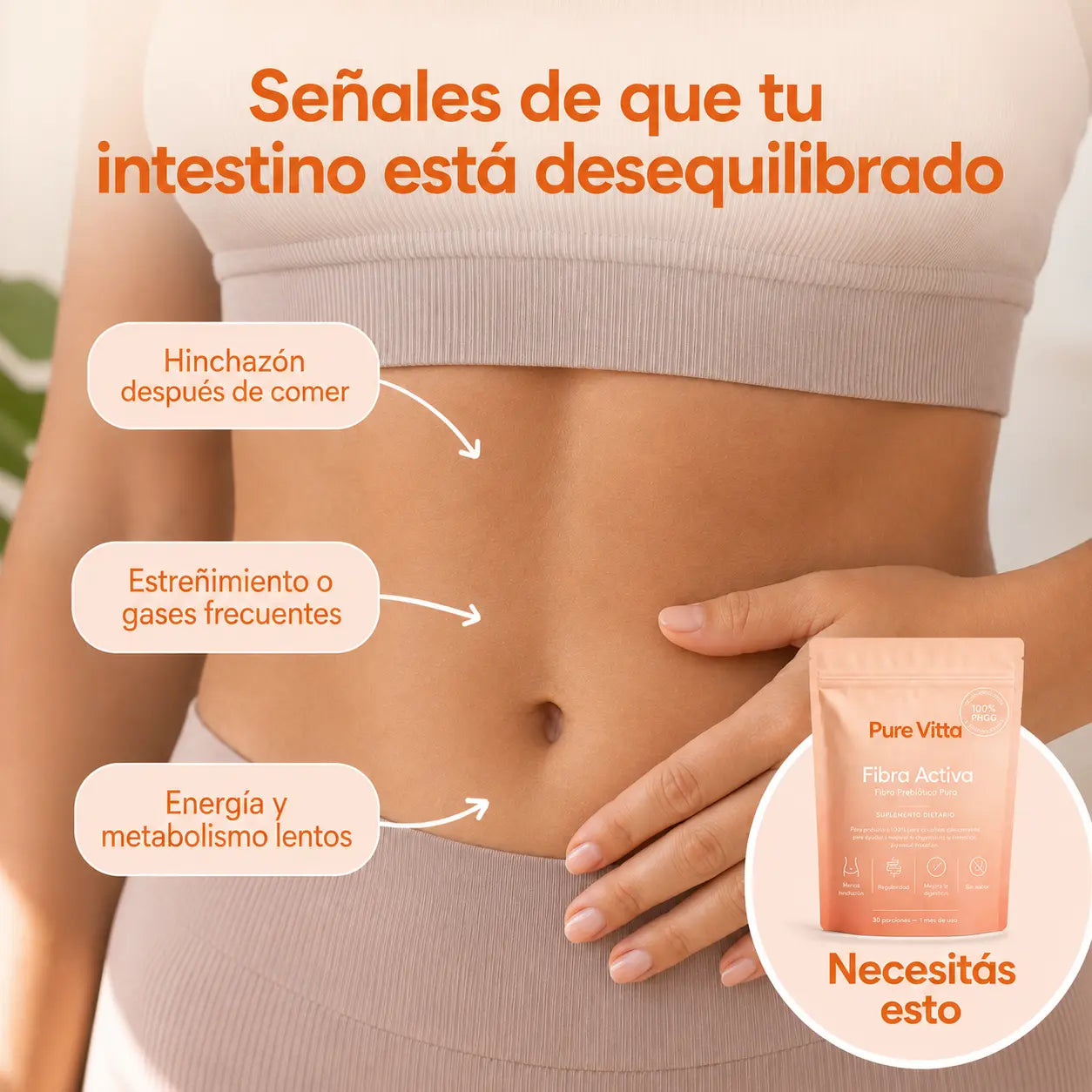 Señales de que tu intestino está desequilibrado: hinchazón después de comer, estreñimiento o gases frecuentes, energía y metabolismo lentos