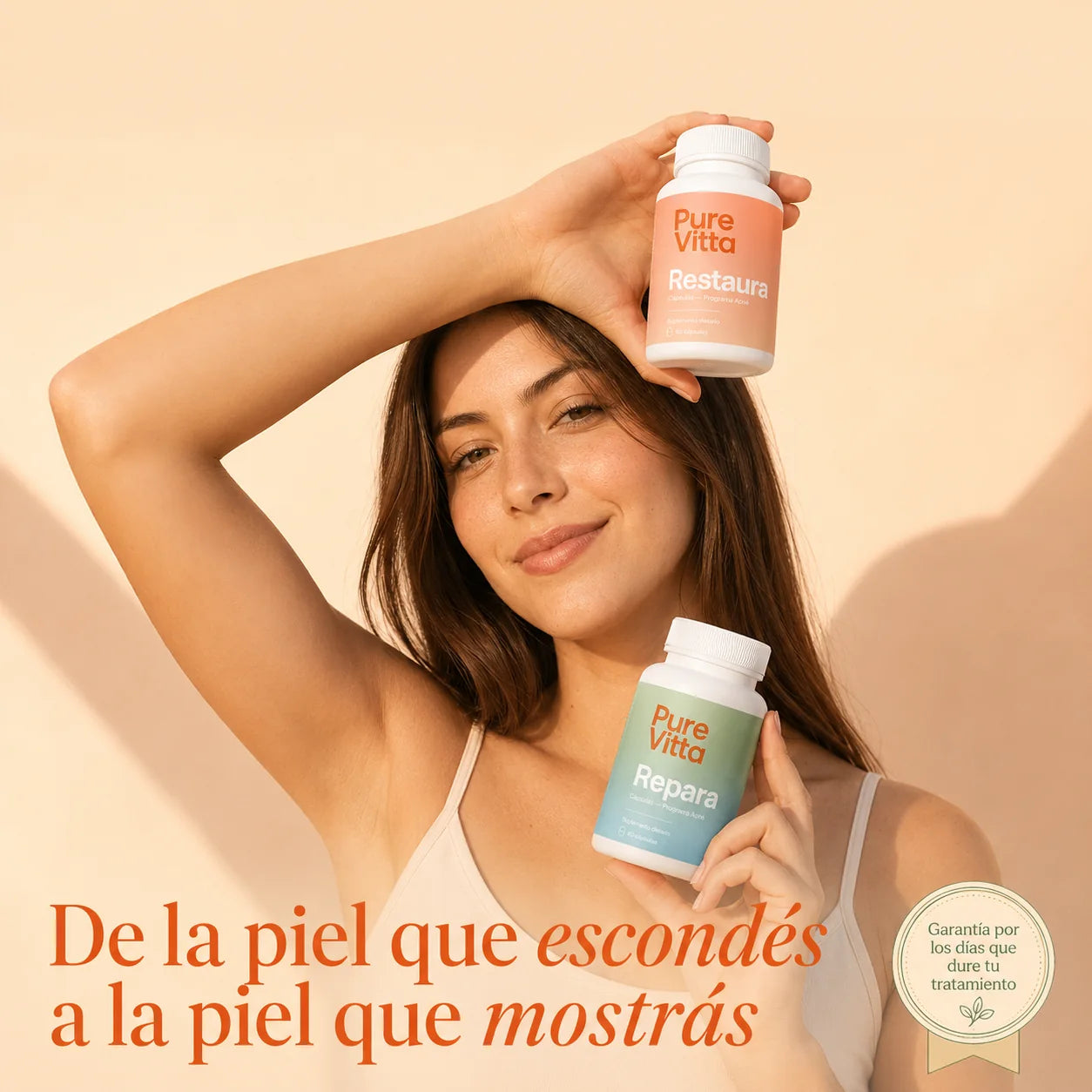 La piel que escondés y la piel que mostrás, con los dos frascos del programa