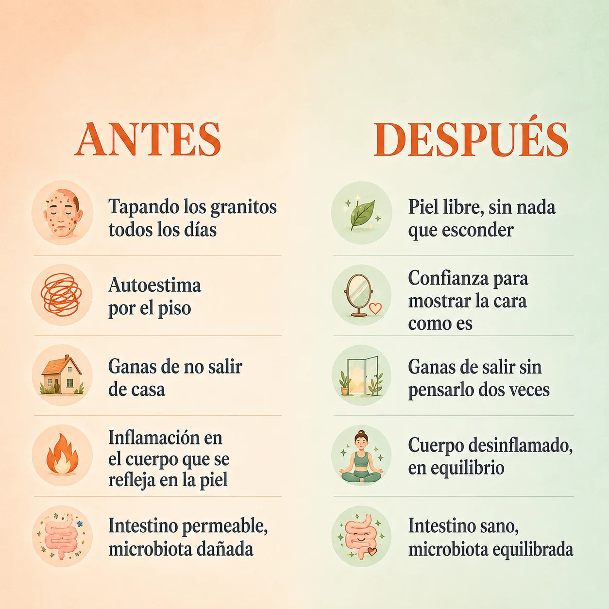Antes y después, punto por punto